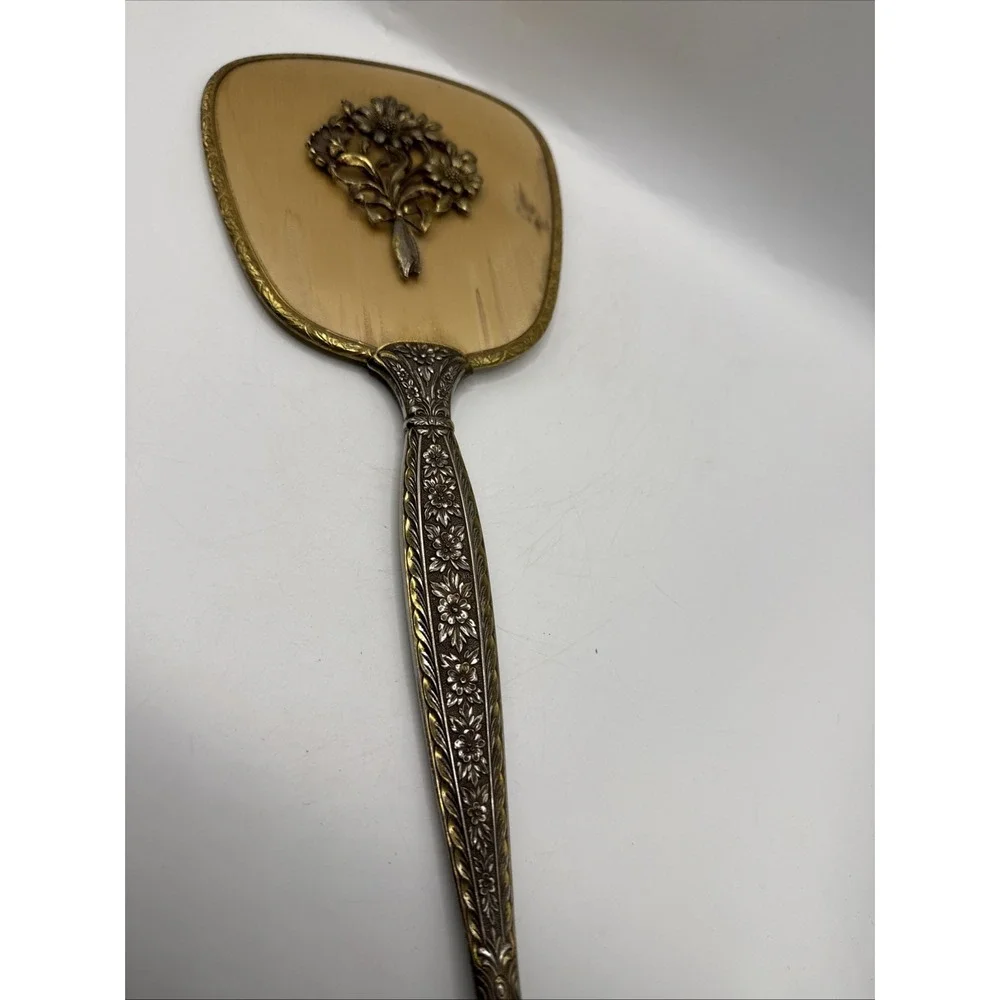 Vintage Matson Vanity Mirror Ormolu Hollywood Regency Gold Plated Sunflowers